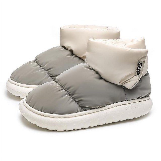 Zapatillas de mujer acolchadas de algodón para invierno, para interior de casa, con forro polar, térmicas, antideslizantes, botas de nieve gruesas para hombre