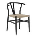thumbnail image 2 of Flash Furniture Commercial Grade Wishbone Style Wood and Kraft Paper Stackable Dining Chair with Black/Natural Finish, 2 of 10