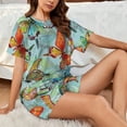 thumbnail image 4 of Wukai Retro Seamless Flying Butterflies Women's Pajama Set,Short-Sleeve Top and Shorts with Elastic Waistband and Pockets for Loungewear, Yoga, and Casual Wear-XX-Large, 4 of 6