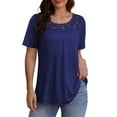 thumbnail image 4 of VERABENDI Women's Plus Size Tops Summer Short Sleeve Lady Tunic Shirts Lace Splicing Blouses,M-4XL, 4 of 6