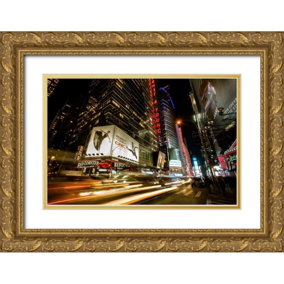 Gaudet, Guilliame 14x11 Gold Ornate Wood Framed with Double Matting Museum Art Print Titled - Times Square Rays of Light VII
