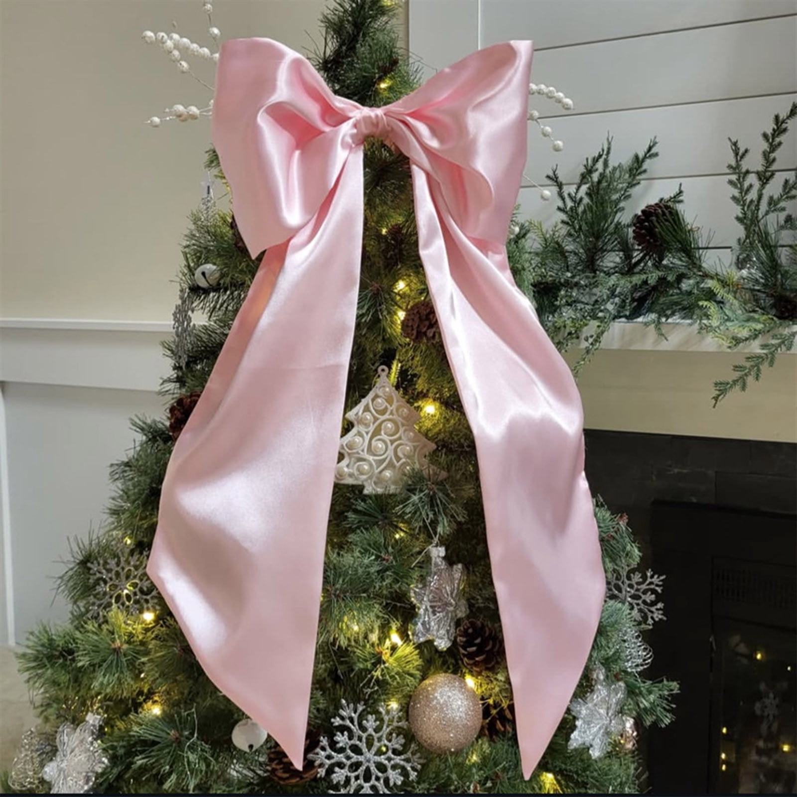 Antqov Christmas Decorations Large Christmas Bows Colorful Ribbon Bow for Christmas Tree Topper, Wall Door Hanging Christmas Ornament for Indoor Home Party Decor