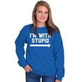 thumbnail image 4 of I'm With Stupid Classic Rude Insult Unisex Plus Fleece Graphic Sweatshirt Brisco Brands 4X, 4 of 5