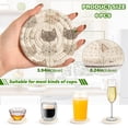 thumbnail image 2 of Yayeee 6 PCS Drink Coasters with Holder Set Woven Absorbent Round Tabletop Hot Pad, Light Gray Cat Pattern, 2 of 7