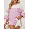 thumbnail image 3 of Cotton Stripe Color Block Half Quarter Sleeve Top, 3 of 9