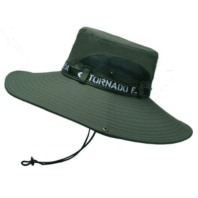 Sombrero de pesca transpirable de algodón y poliéster, sombrero de ala grande para el sol para hombre, verano, escalada de montaña, OD verde