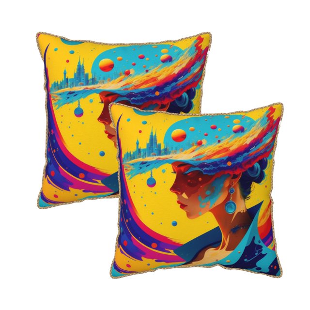 Velours Décoratif Coussin Couvre Ensemble de 2, Doux Carré Cushion Cover avec Fermeture Éclair Invisible Coloré Splashing Design Impression, 20" X 20"