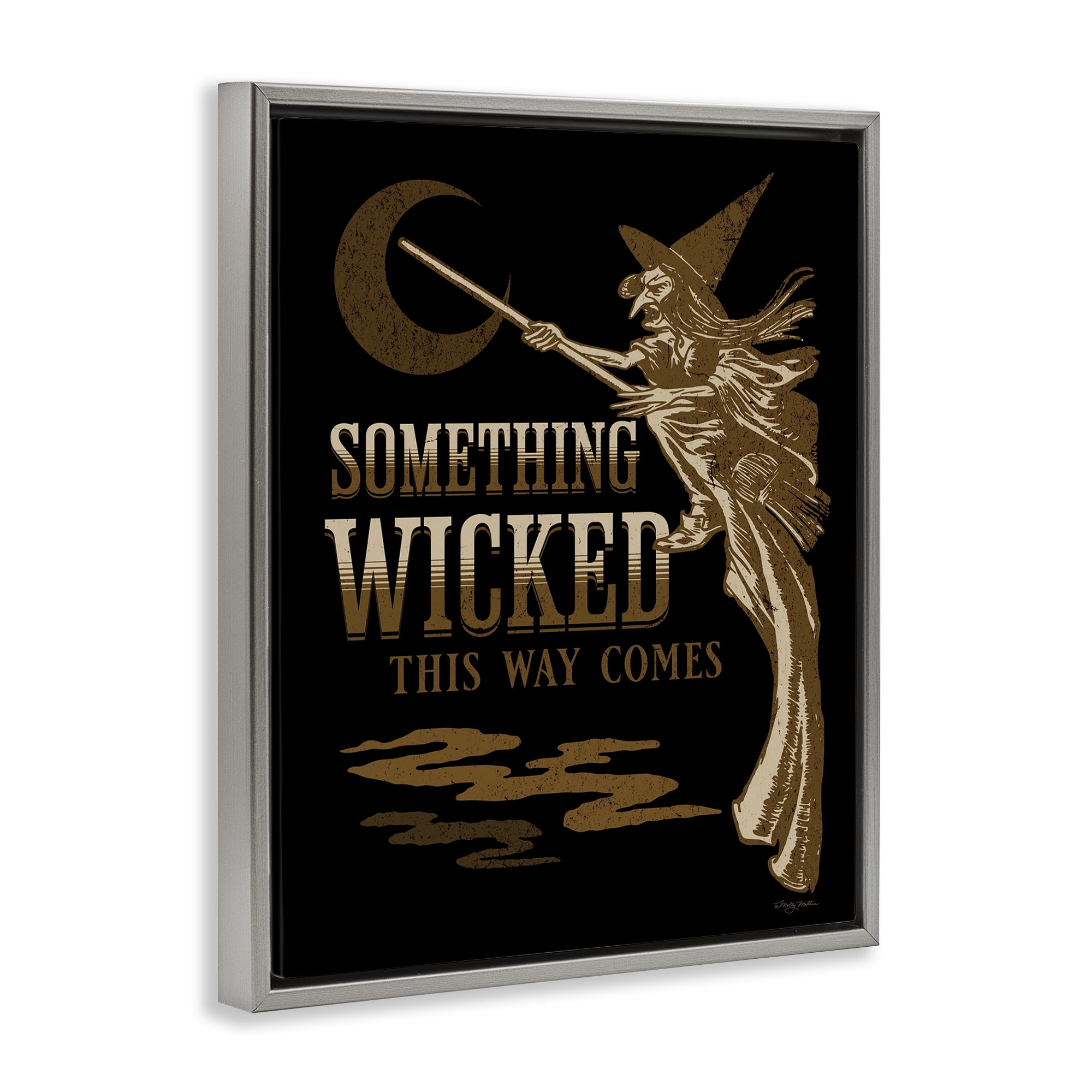 Stupell Industries Something Wicked Witch Holiday Painting Gray Floater Framed Art Print Wall Art, 25 x 31