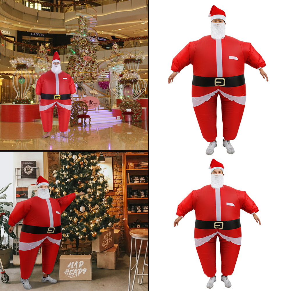 Xmas Suit Dress Inflatable Christmas Santa Father Jumpsuit Adult Blow Up Costume