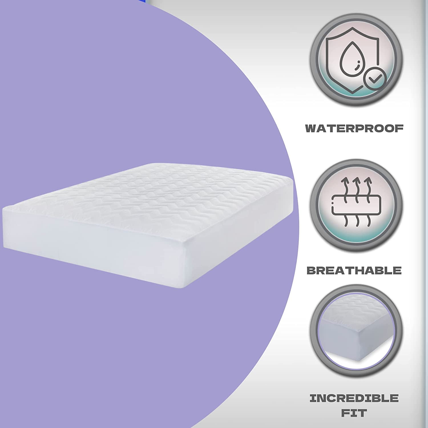 Waterguard RV Short Queen Mattress Protector - Fitted & Quilted Waterproof Topper, Premium 100% Cotton on Top, Breathable Short Queen Mattress Cover (60x75)