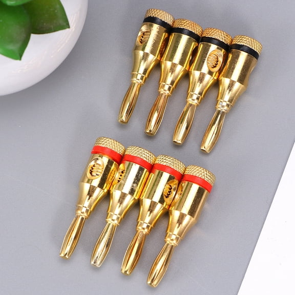 Stri 8pcs 4MM Gold Plated Musical Audio Speaker Cable Wire Banana Plug Connector