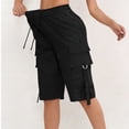 thumbnail image 2 of Dweltoz Cargo Shorts for Women High Waisted Casual Bermuda Shorts with Multi Pockets Summer Lightweight Knee Length Outdoor Short Pants,Black 2XL, 2 of 6