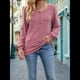 thumbnail image 4 of Suéter Abotonado para Mujer, Suéteres de Punto de Otoño, Camisetas de Larga, Camisetas Tipo Túnica con Cuello Redondo Rojo XL, 4 of 8