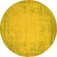 thumbnail image 1 of Ahgly Company Machine Washable Indoor Round Abstract Yellow Contemporary Area Rugs, 3' Round, 1 of 4