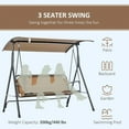 thumbnail image 5 of YYAo Porch Swing Chairs,Patio Porch Swings,3-Person Porch Swing with Stand, Outdoor Swing for Patio Porch with Comfortable Swing Bench-Style Seat, Brown, 5 of 10