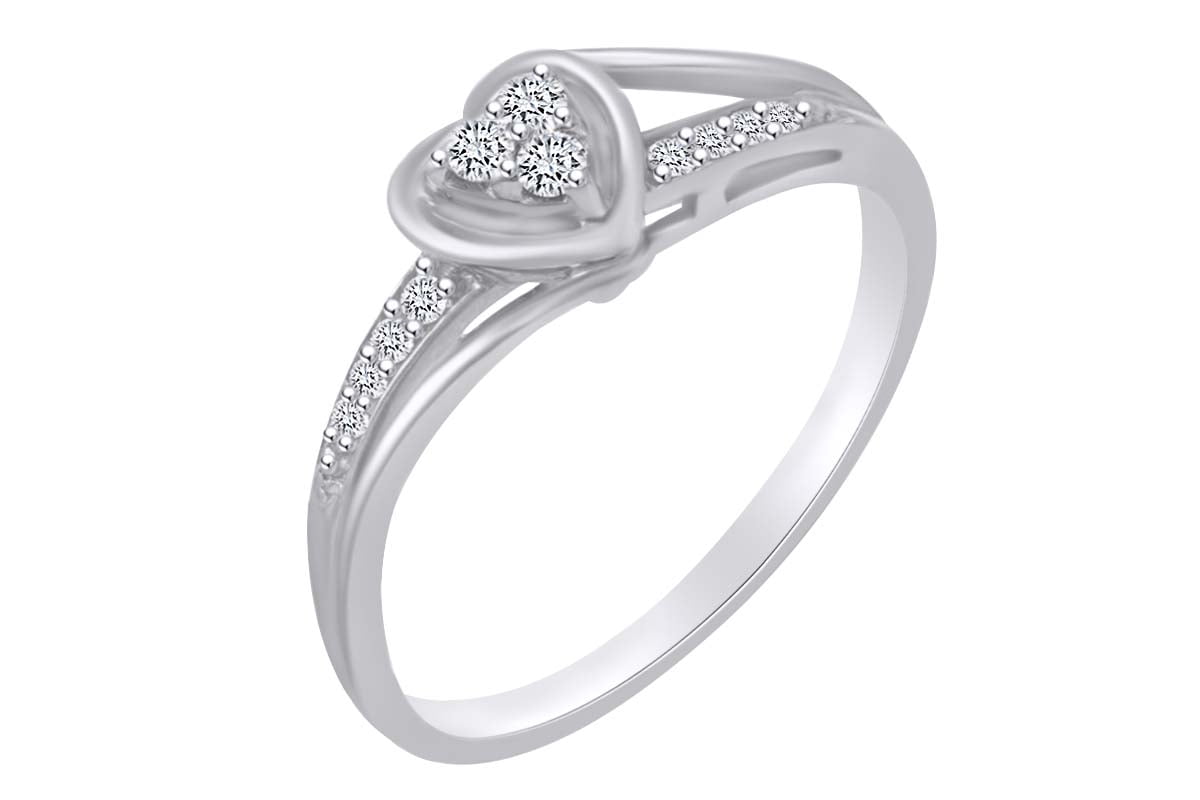 0.20 Carat Diamond Promise Ring - 10K White Gold, Round Stones, Size 5, Bridal Or Engagement Style