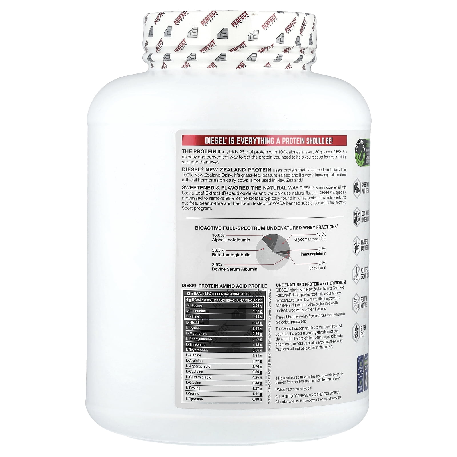 PERFECT SPORTS Diesel 100% New Zealand Whey Isolate - 5lbs Triple Rich Dark Chocolate