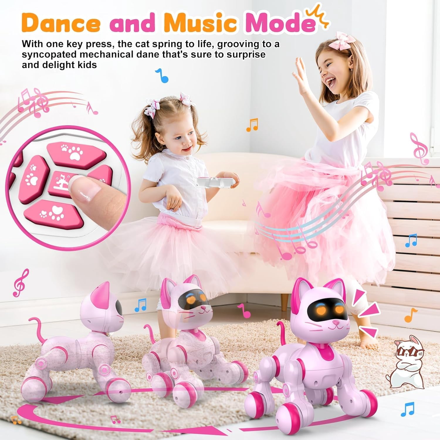 Gmdisc RC Robot Cat Toys for Kids, Gesture & Sensing Programmable Remote Control Smart Robot Toys for Age 3 4 5 6 7 8 Year Old Boys Girls Birthday Gift Present