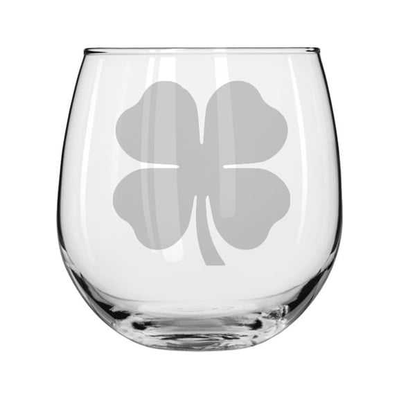 Wine Glass for Red or White Wine Gift 4 Leaf Clover Shamrock (16 oz Stemless)