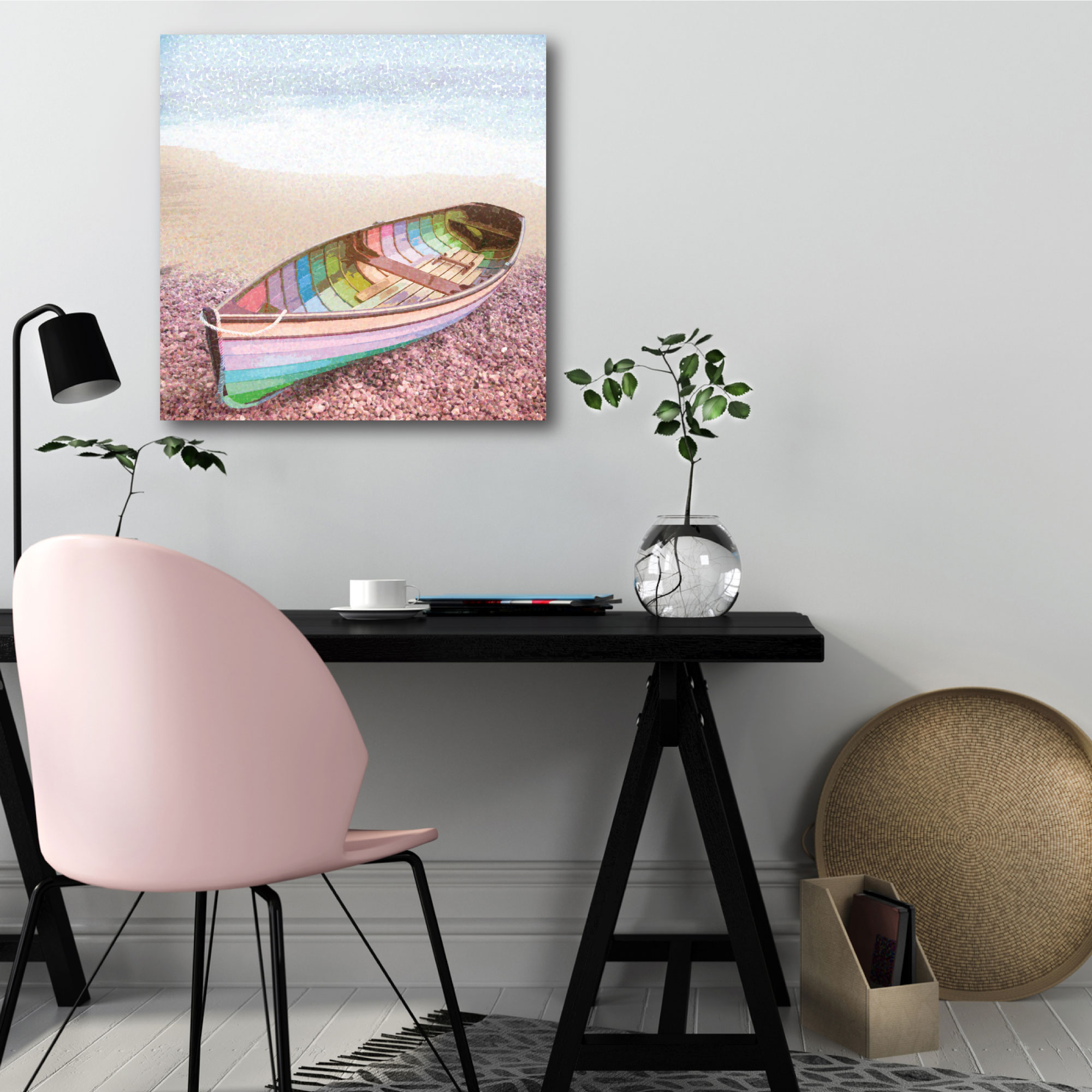 Courtside Market Pastel Row Boat Lara Skinner Gallery-Wrapped Canvas Wall Art, 16x16