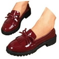 thumbnail image 3 of YLYL Women's Patent Leather Loafers Round Toe Chunky Low Heel Slip on Fashion Dress Uniform Work Shoes, 3 of 9