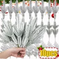 thumbnail image 2 of 1-10 piezas de ramas de agujas de pino de simulación navideña, adorno de árbol de Navidad de plástico, flores falsas, suministros de decoración para manualidades para fiestas en el hogar, 2 of 5