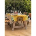 thumbnail image 3 of Outdoor Tablecloth with Umbrella Hole for Patio/Picnic/Party/Camping, Sunflower Waterproof Table Cloth Rectangle Table Cover Washable, Green Botanical Yellow Floral Vintage (52"x 70"), 3 of 9