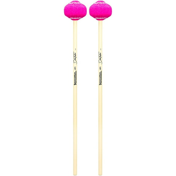 Innovative Percussion Drew Tucker Rattan Vibraphone Mallet Medium Pink Yarn