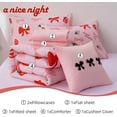 thumbnail image 5 of NTBED Red Bow Comforter Set,6 Piece Bed in a Bag Matching Sheet Set,Cute Ribbon Bowknot Bedding Sets,Princess Style Strawberry Printed,Light Pink Room Decor for Girls,Twin, 5 of 6