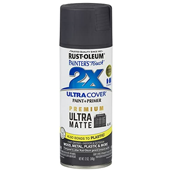 Rust-Oleum 331187 Painter's Touch 2X Premium Ultra Matte Spray Paint, Slate, 12-oz. - Quantity 1