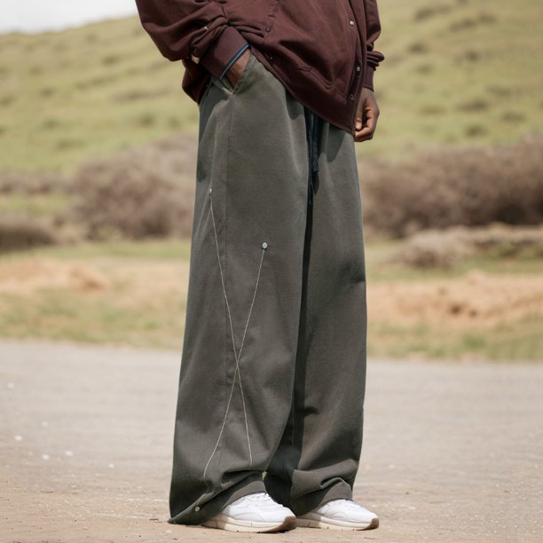Pantalones largos casuales de moda para hombre, pantalones cargo, pantalones largos con cordón elástico en la cintura, pantalones de rayón para hombre