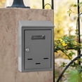 thumbnail image 3 of Buzón de correo con cerradura para montaje en pared, decoración del hogar, buzón decorativo y moderno para puerta de entrada, exterior residencial. Gris, 3 of 8