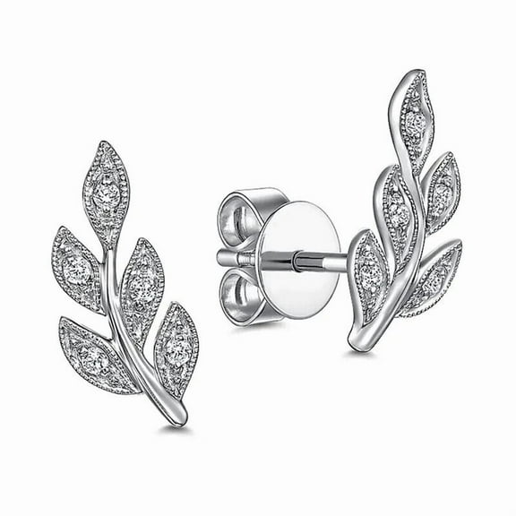 14K White Gold Plated Silver 3Ct Round Cut Lab-Created Diamond Women's Stud Earring