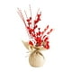 thumbnail image 1 of Mini árbol de Navidad con frutos rojos, decoración de mesa, base de yute, artificial. Fruta roja y blanca, 1 of 7