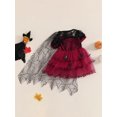 thumbnail image 2 of SUNSIOM Robe d'Halloween pour Petite Fille Style Gothique Imprimé Toile d'Araignée Col Rond Manches Courtes Robe en Tulle à Volants Superposés pour Fête Scène, 2 of 6
