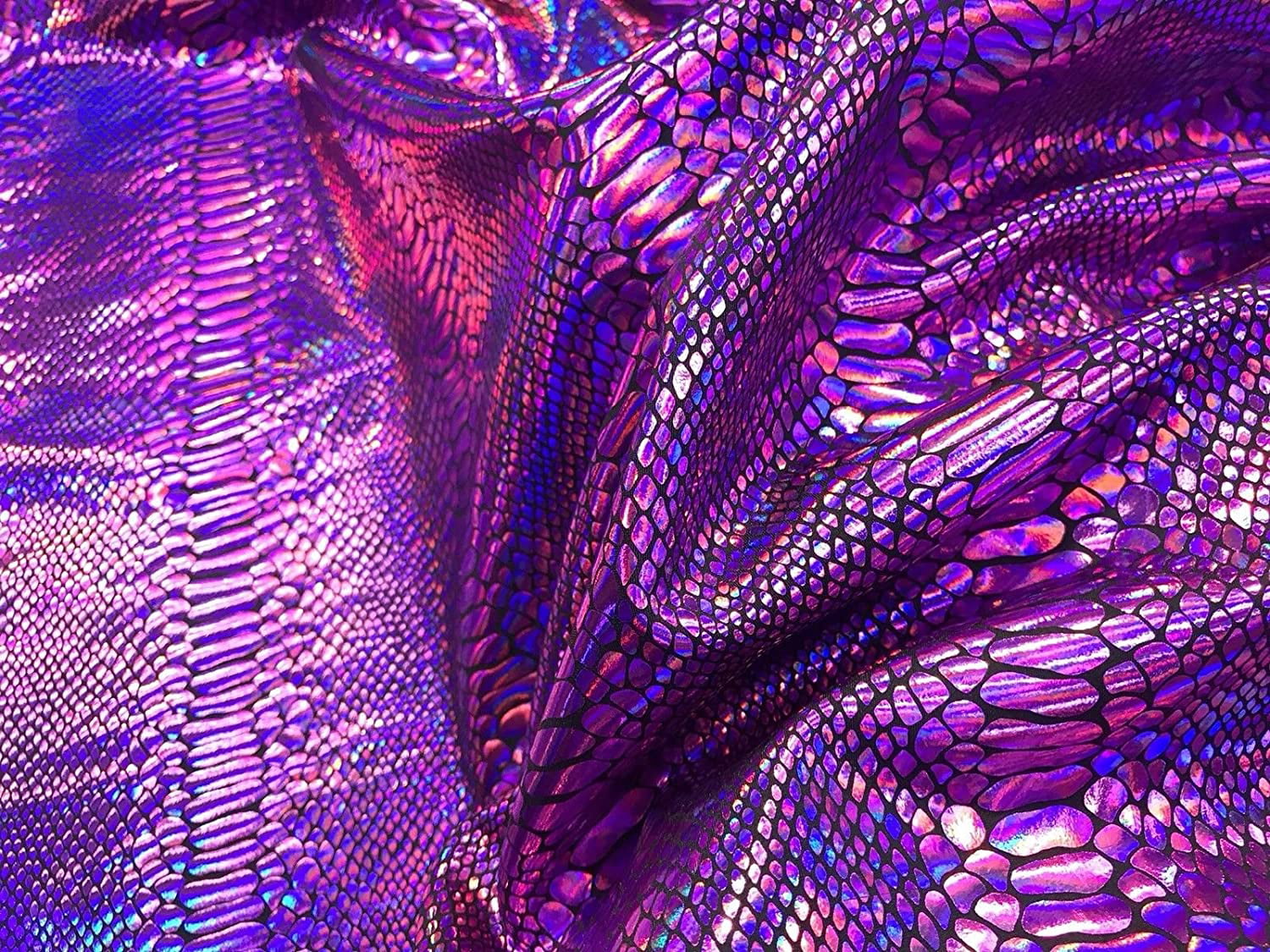 Light purple Iridescent Snake Print on Nylon Spandex four way stretch Fabric sold by the yard