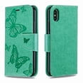 thumbnail image 3 of Allytech iPhone X Case, iPhone XS Case, Slim Fit PU Leather Folio Butterfly Embossed Shockproof Wrist Hand Strap Flip Cards Holder Wallet Case TPU Back Cover for Apple iPhone XS/X, Green, 3 of 8