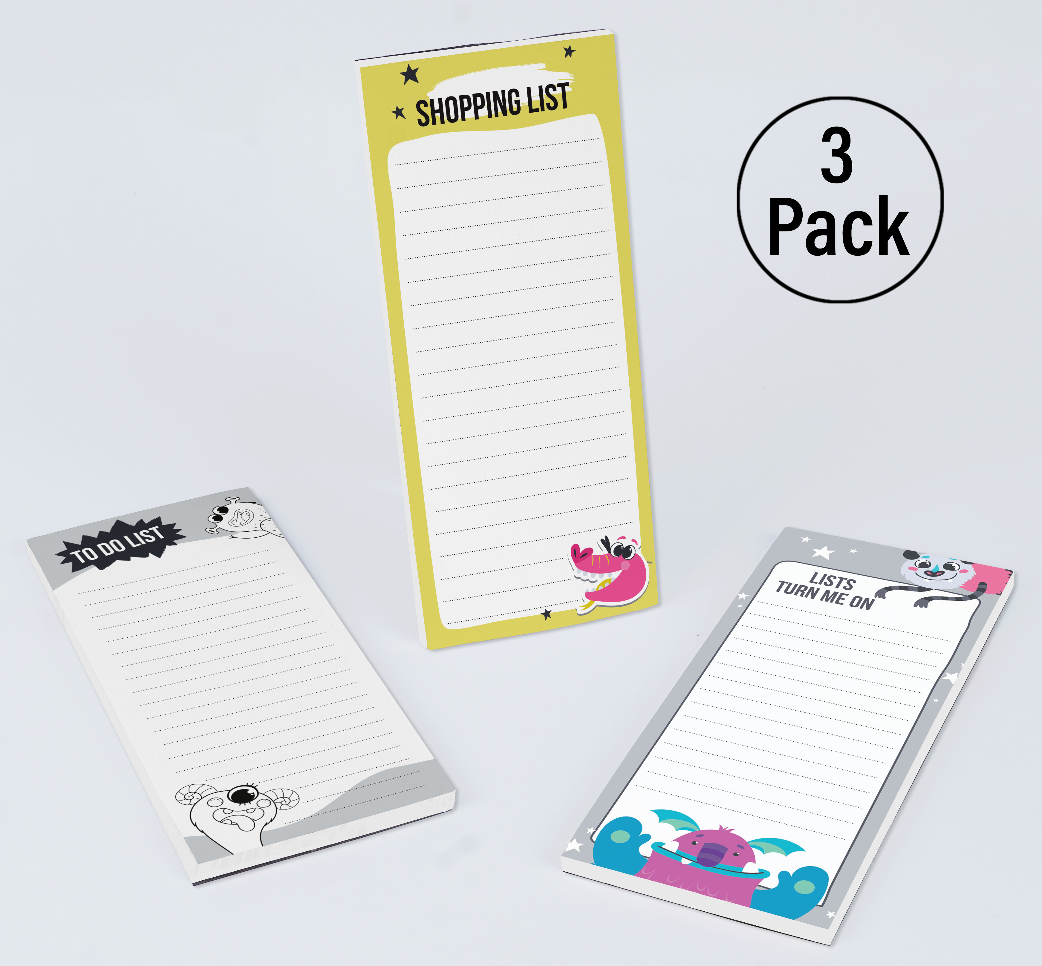 Inkdotpot Pack of 3 Magnetic Fridge To-Do List Notepads- Magnetic Memo Pads For Refrigerator-(50 Sheets Each)-L6
