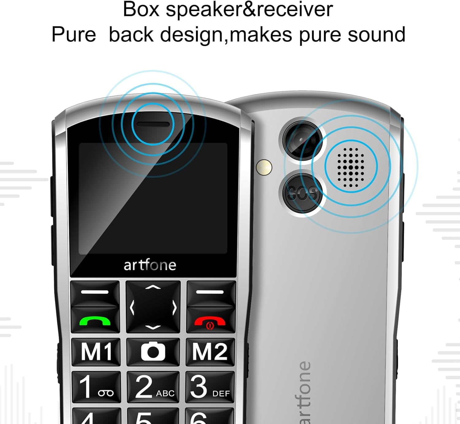 Artfone 4G Volte Unlocked Cell Phone for Seniors, Big Button Mobile Phone with 2.4" Display, 2MP Camera, 1800mAh Battery, Silver New