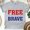 Sport Grey, variant on Land of the Free Because of the Brave T-Shirt, Patriotic Graphic Tee, Navy, Size S