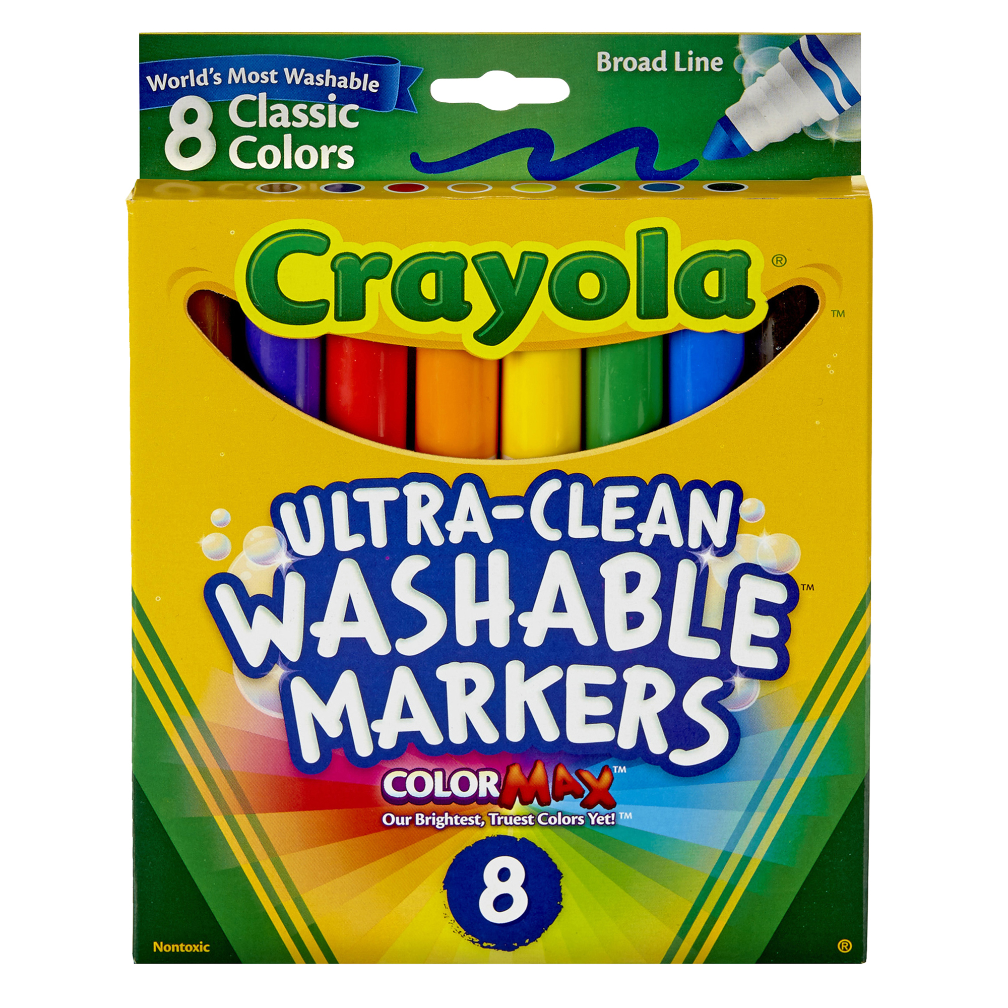 Crayola Washable Formula Markers, Conical Tip, 8 Classic Colors Of Box