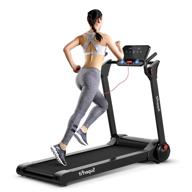 Gymax Tapis Roulant Électrique Pliant 2,25 Hp pour Course avec Écran LED Noir