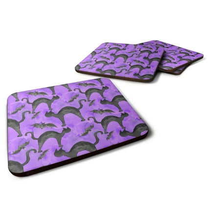 

Carolines Treasures BB7528FC Watecolor Halloween Black Cats on Purple Foam Coaster Set of 4 3 1/2 x 3 1/2 multicolor
