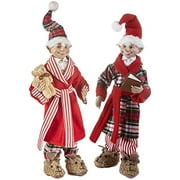 Set Of 2 Posable Elf Ready For Bed Christmas Elfs 16 Inch Raz 3902250