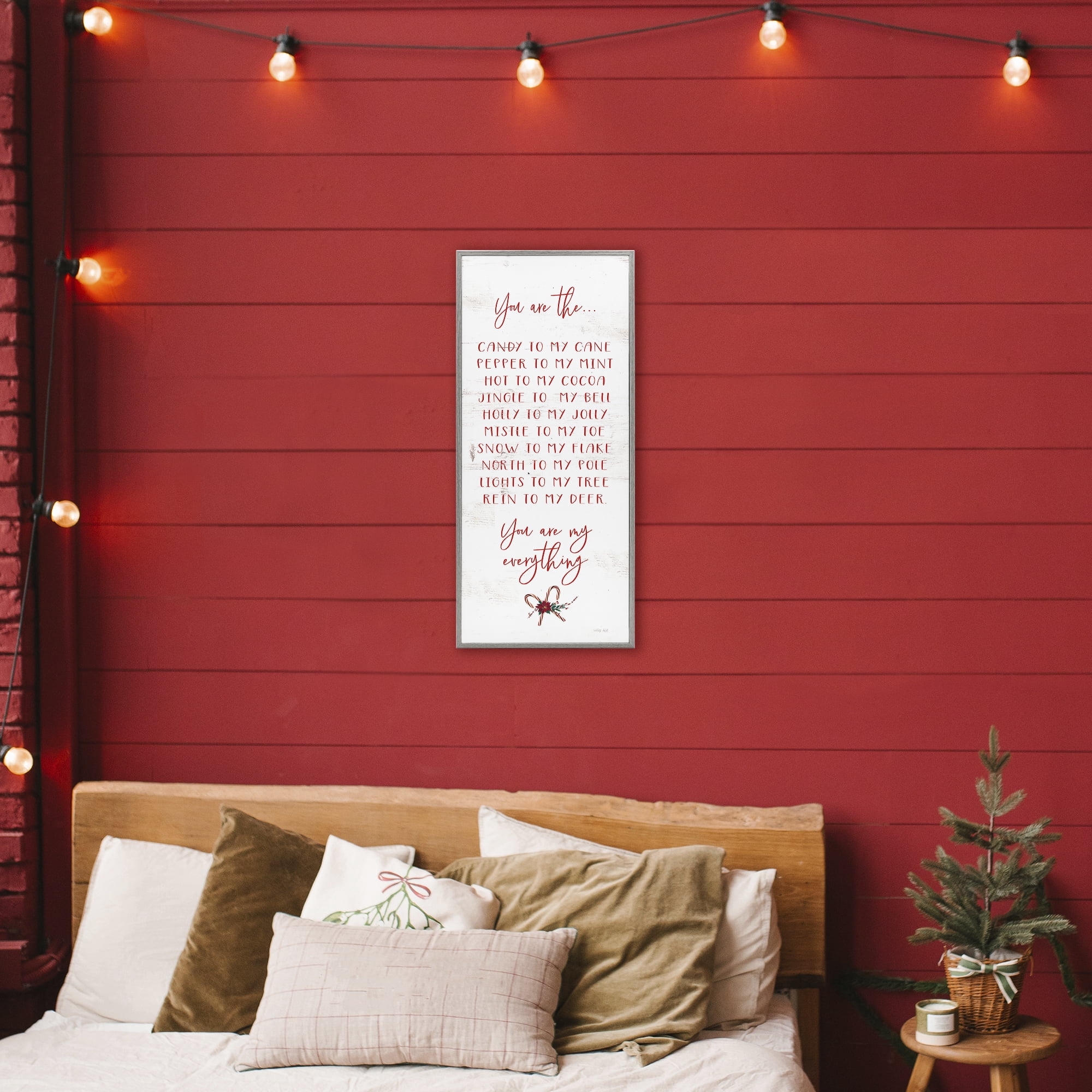 My Everything Holiday Romance Gray Framed Giclee Art, design by Cindy Jacobs