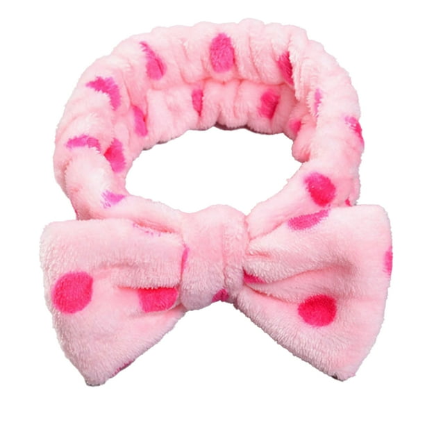 Qarigey Diademas con lazo, banda elástica para la cabeza, banda para el sudor de franela suave, accesorios para el cabello, diadema para de cara Accesorio para el cabello punto rojo rosa rosa Qarigey AP011184-11B