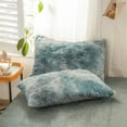 thumbnail image 4 of Gusuhome Shaggy Plush Duvet Cover Set Full Size Ultra Soft Fluffy Comforter Cover Set Luxurious Fuzzy Tie Dye Bedding Set 3Pcs (1Duvet Cover + 2Pillowcases) with Zipper Closure Blue Ombre, 4 of 5