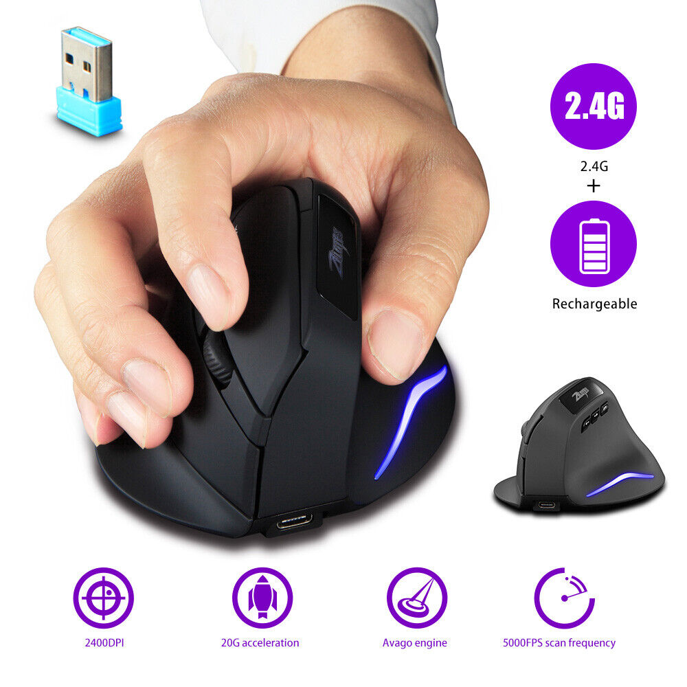 VicTsing Vertical Ergonomic Wireless Gaming Mouse Optical Rechargeable