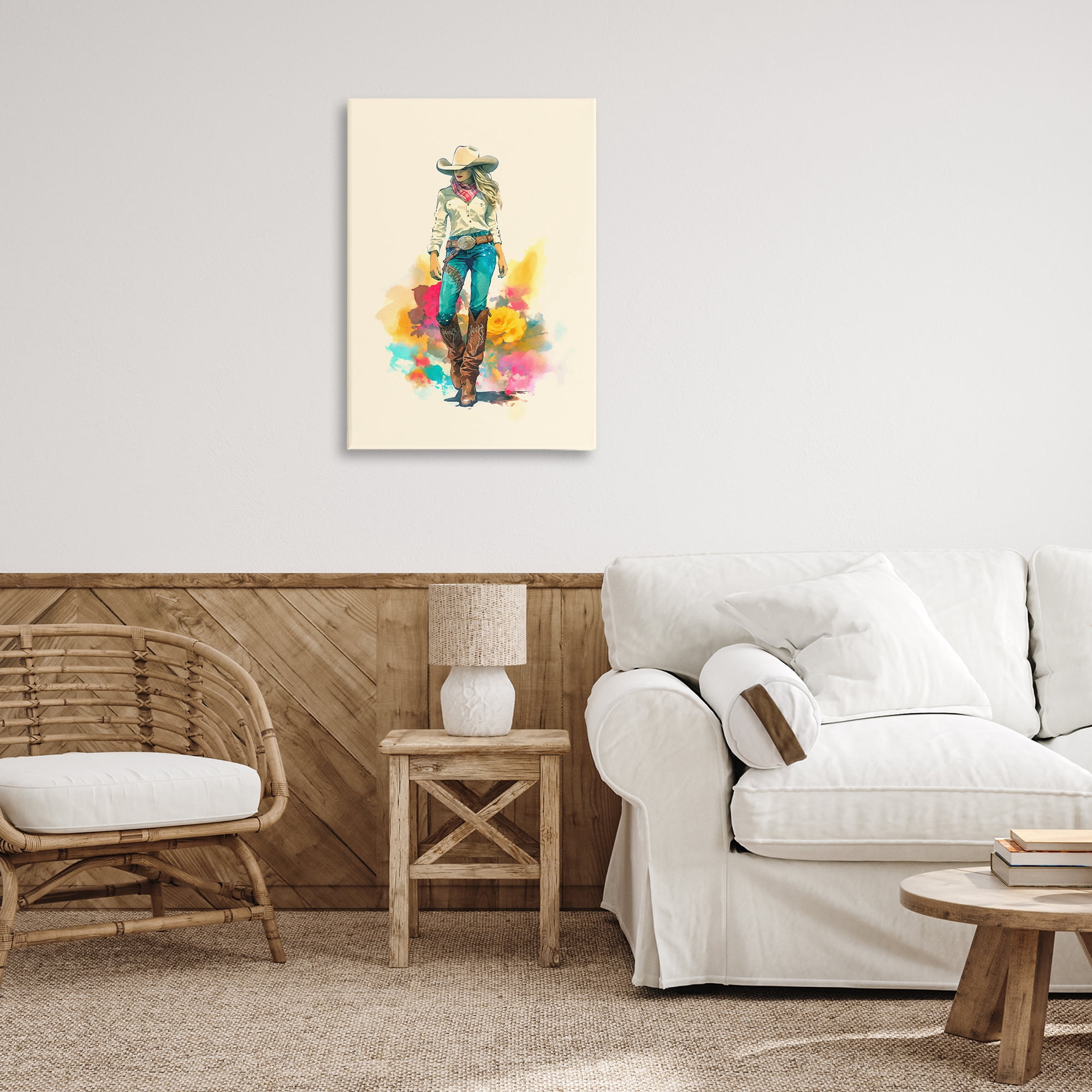 Stupell Industries Prairie Princess Cowgirl People Painting Wrapped Canvas Art Print Wall Art, 20 x 30