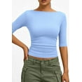 thumbnail image 5 of PRETTYGARDEN Womens Summer Short Sleeve Tops Boat Neck Ribbed Knit Slim Fit T Shirt Casual Basic Top Spring Clothes, 5 of 10